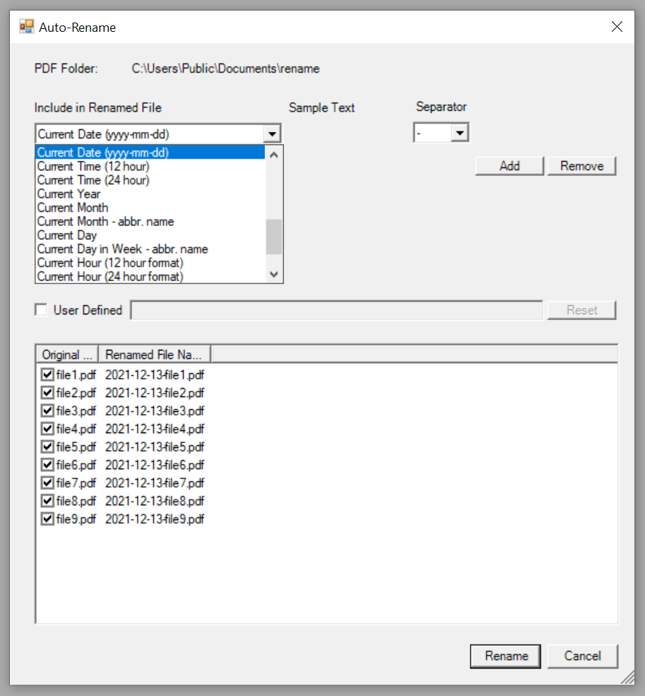 Win2PDF Auto-Rename Date